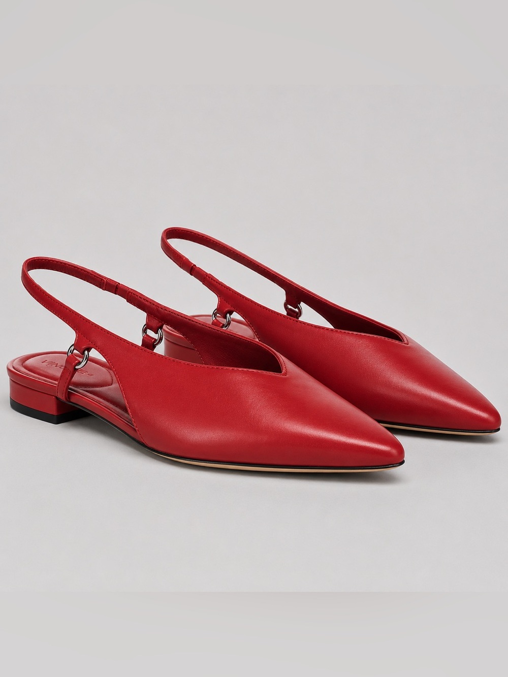 Vince Ines Pomegranate Leather Pointed Toe Slingback Flats 7.5 New